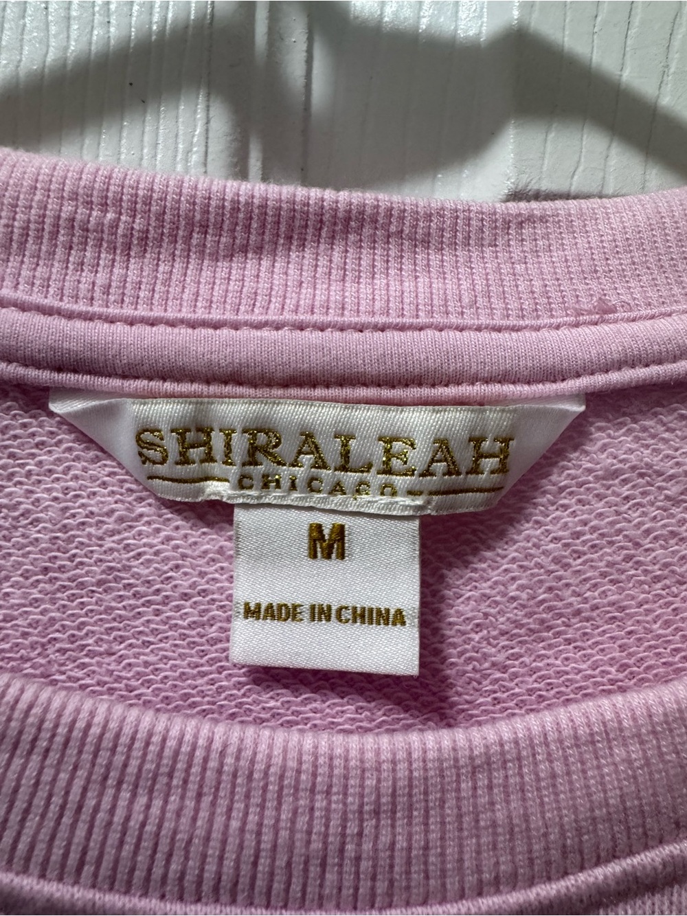 Shiraleah Pink Crewneck Sweater with Green Embroidered Logo - Picture 3 of 5